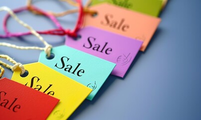 illustration of text on color price tags, Sale
