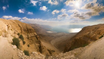 view of desert cliffs at ein gedi and dead sea judean desert israel - Powered by Adobe