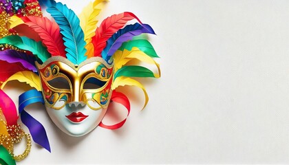 multicolored carnival mask banner with space for text