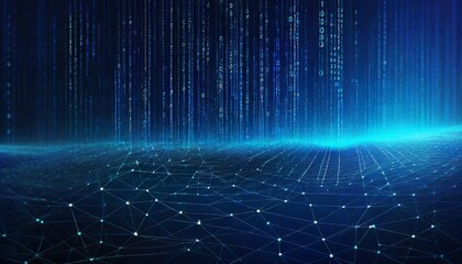 an abstract illustration of data flowing through a network of nodes digital background with binary code and ai algorithms running in the background futuristic technology wallpaper with digital wave