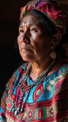 Fototapeta premium Portrait of Mature Columbia woman in the traditional dress