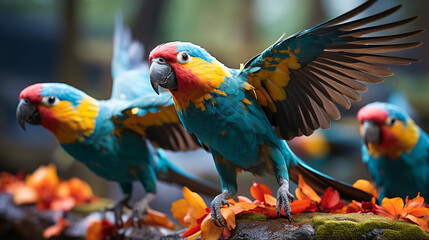 Avian Euphoria. Parrots in Flight