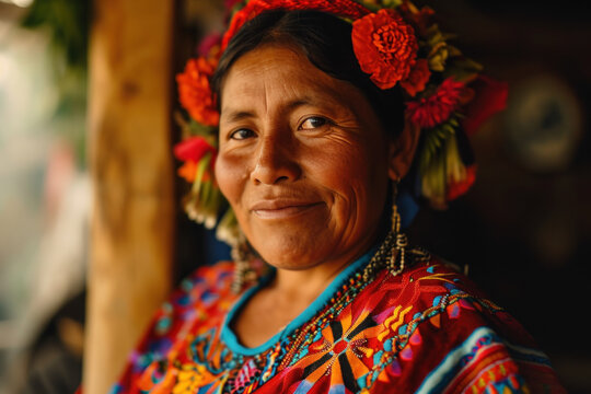 Portrait of Mature Colombia woman in the traditional dress
