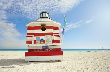Miami Beach lifeguard station at the jetty in South Beach