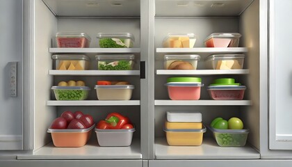 fridge filled with lunch boxes as part of healthy meal prep