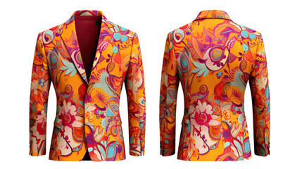 Obraz premium Vibrant suit with motley pattern, mock up set, cut out