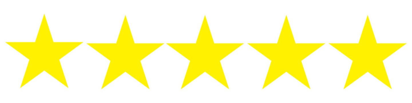 Five stars customer product rating review flat icon for apps and websites 111