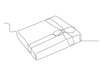 A gift box for the anniversary. Gift Box one-line drawing