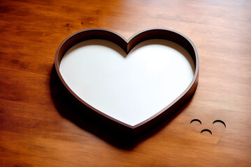 Heart shaped frame on a wooden floor with space for your text.