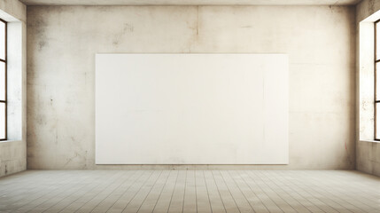 empty distressed room with white blank canvas