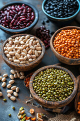 Obraz premium Miscellaneous legume seeds, asparagus beans Mung beans