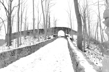 old path and door in the winter