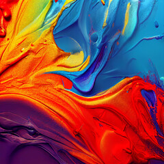 spectacular image of colourful  liquid ink churning together. digital illustration