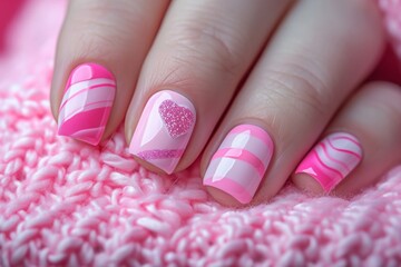 Valentines day pink nail art