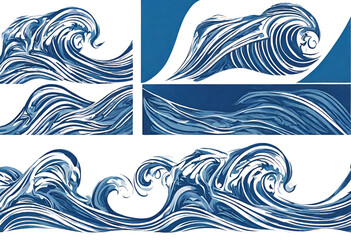 Obraz premium Wave pattern sea vector, seamless illustration design, ocean waves wallpaper
