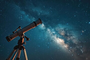 A rooftop astronomy event with telescopes and guided star gazing sessions - obrazy, fototapety, plakaty