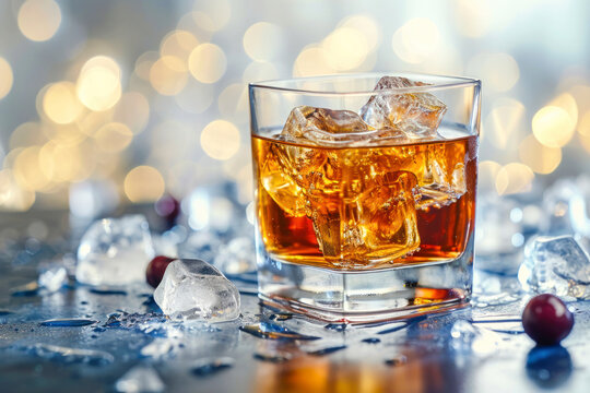 Manhattan on the rocks, an image featuring a Manhattan cocktail served over ice.