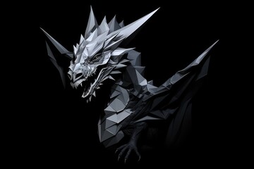  a black and white image of a dragon 