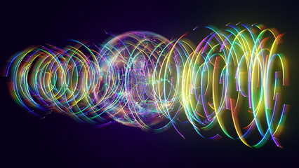 3d illustration of a spirally swirling energy field around a meditating person