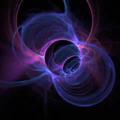 purple and blue abstract drawing on a black background, color digital graphics, design