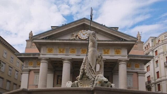 Fountain of Neptune in Piazza della Borsa, Trieste, Italy