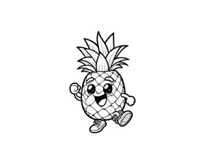 Obraz premium Cute Cartoon of apple illustration for coloring book outline line art. apple mascot design with dynamic pose