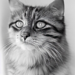 Naklejka na ściany i meble Close-up portrait of a gray tabby domestic cat