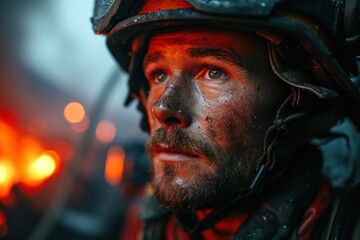 A brave and attractive firefighter rescuer portrayed on the screen