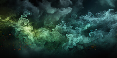 green fire and smoke power against black background