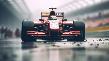 Naklejka premium Racing car on the track, Generative AI