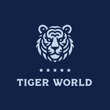 Tiger world 5 star hotel logo illustration