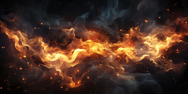 yellow fire power line against black background