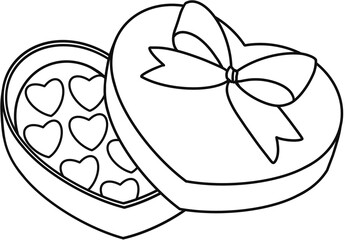 chocolate with heart box (outline)