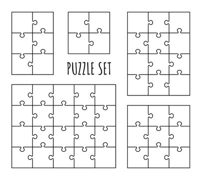 Premium Vector  Puzzle game. jigsaw grid with 12 pieces. vector  illustration.