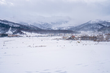 Fototapeta premium View of Bakuriani, winter resort in Georgia