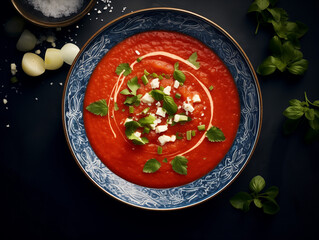 Sopa fría de tomate Gazpacho Andaluz - obrazy, fototapety, plakaty