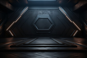 Futuristic room interior, background for presentation.