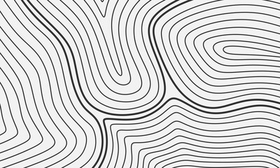 Topographic map background. Hand drawn contours of topography map, stylized height with lines. Geography scheme and the terrain path. Abstract wavy and curved lines. Freehand line vector drawing
