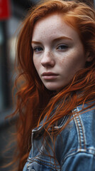 Portrait of beautiful young redhead woman