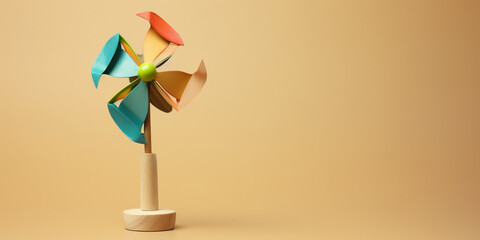 pinwheel isolated on white, Colorful pinwheel toy on white background, Colorful rotating pinwheel against beige background, Pinwheel on bokeh background. multi colored pinwheel, generative AI

 - obrazy, fototapety, plakaty