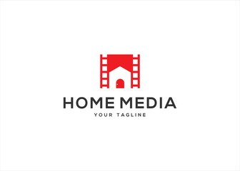 Home media logo design vector illustration template