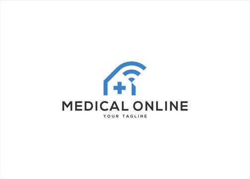 Medical Online Care with Home logo Concept design illustration