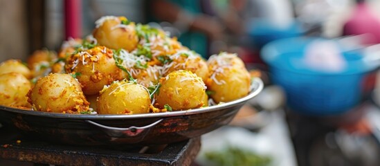 Indian street food known as Panipuri, Gol Gappa, or Chaat.