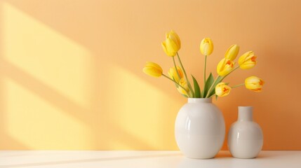 Pastel yellow background, copy space, 16:9