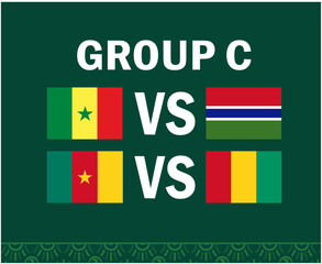 Guinea Gambia Senegal And Cameroon African Flags Nations 2023 Group C Teams Countries African Football Symbol Logo Design Vector Illustration