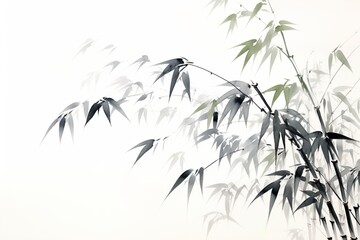 Fototapeta premium Black and white bamboo painting