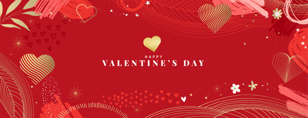 Valentine‘s day. Illustration of greeting card template, background for Valentine‘s day, love message, social media post, web banner.