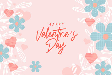 Valentine‘s day. Illustration of greeting card template, background for Valentine‘s day, love message, social media post, web banner.