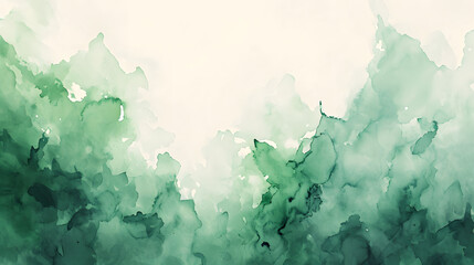 An ethereal blend of soft green and white hues cascade across the canvas, capturing the essence of nature in this mesmerizing abstract watercolor painting
