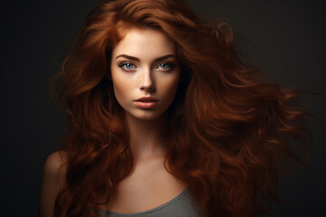 Fashion, make-up, hairstyle and lifestyle concept. Young and beautiful woman close-up studio portrait. Model looking at camera